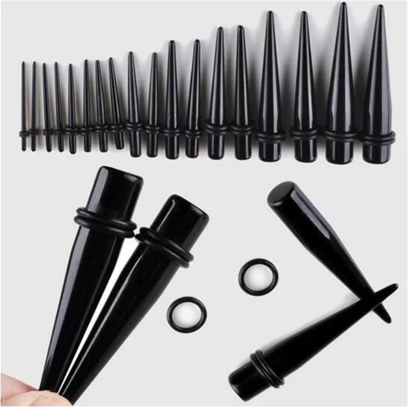 Набор носилок для пирсинга 18 шт. акриловые черные смешанные узоры расширитель