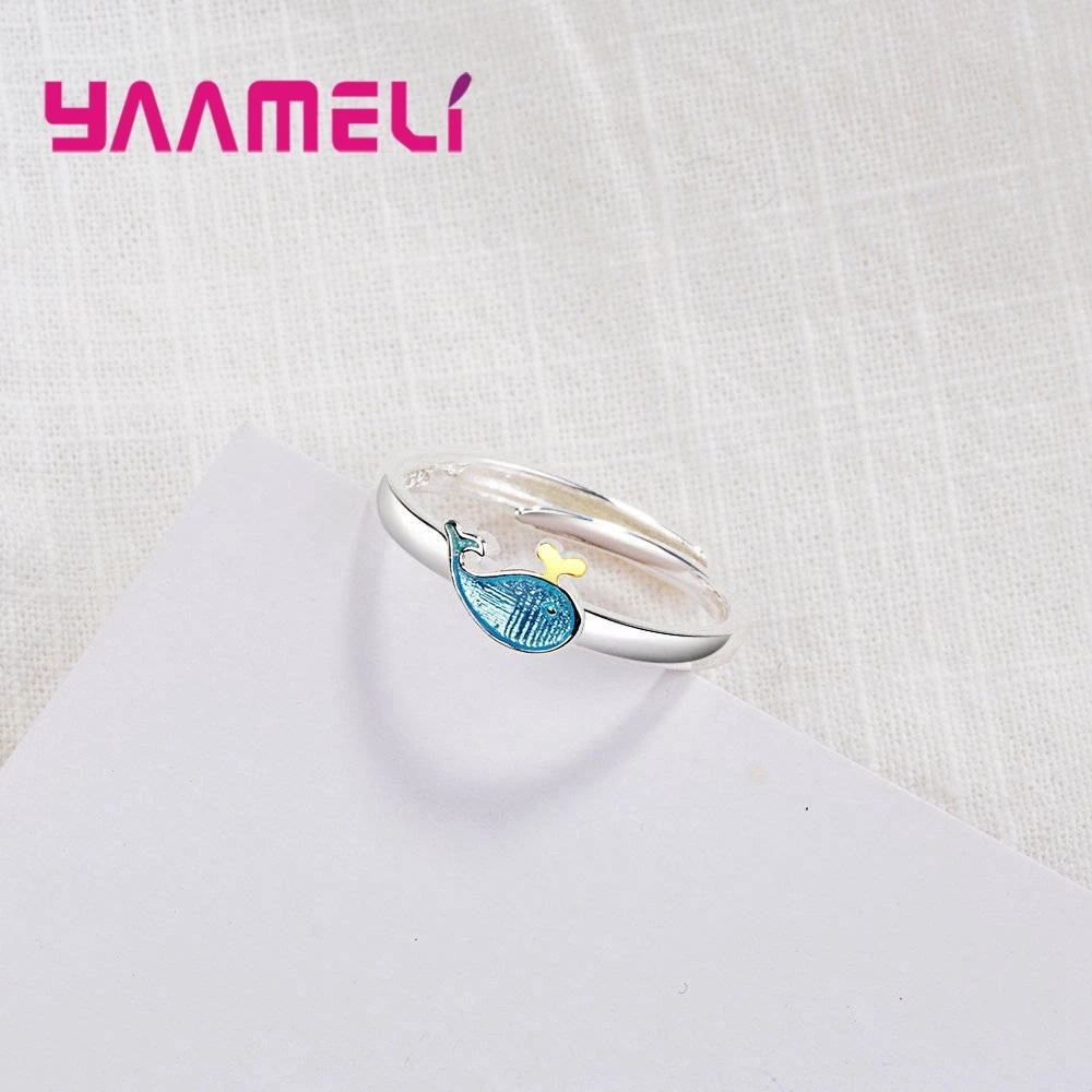 Женское кольцо из серебра 925 пробы с синей эмалью|Кольца| |