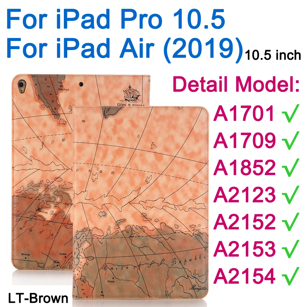 LT Brown-iPd10.5 Для Apple iPad 6 5 4 3 2 Air1 Air 2/iPad Pro 9,7 10,5 11 12,9 дюймов чехол карта Флип кожаный чехол смарт-чехол-подставка - Цвет: LT Brown-iPd10.5
