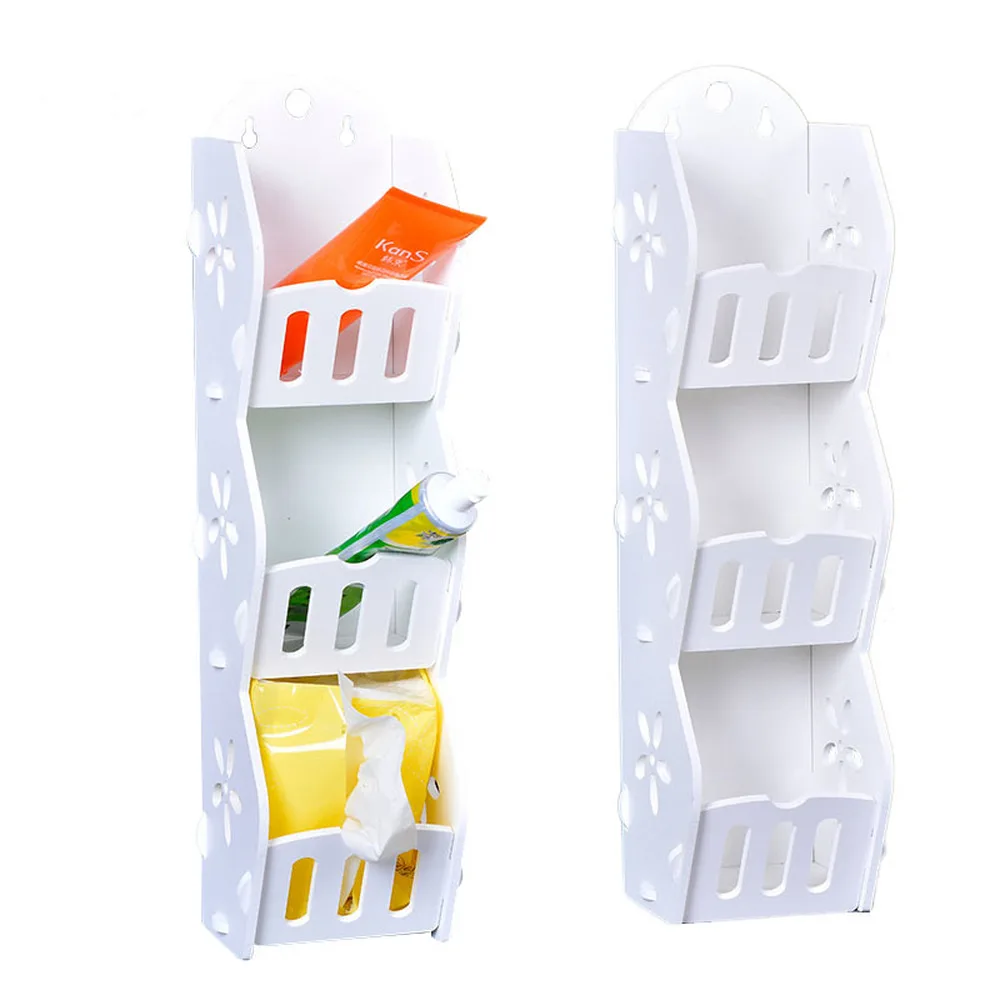 

Bathroom Three Layers Storage Shelf Toilet Storage Rack Wall Mounted Storage Holder Office Corner Storage Organizer 1PC LO612241