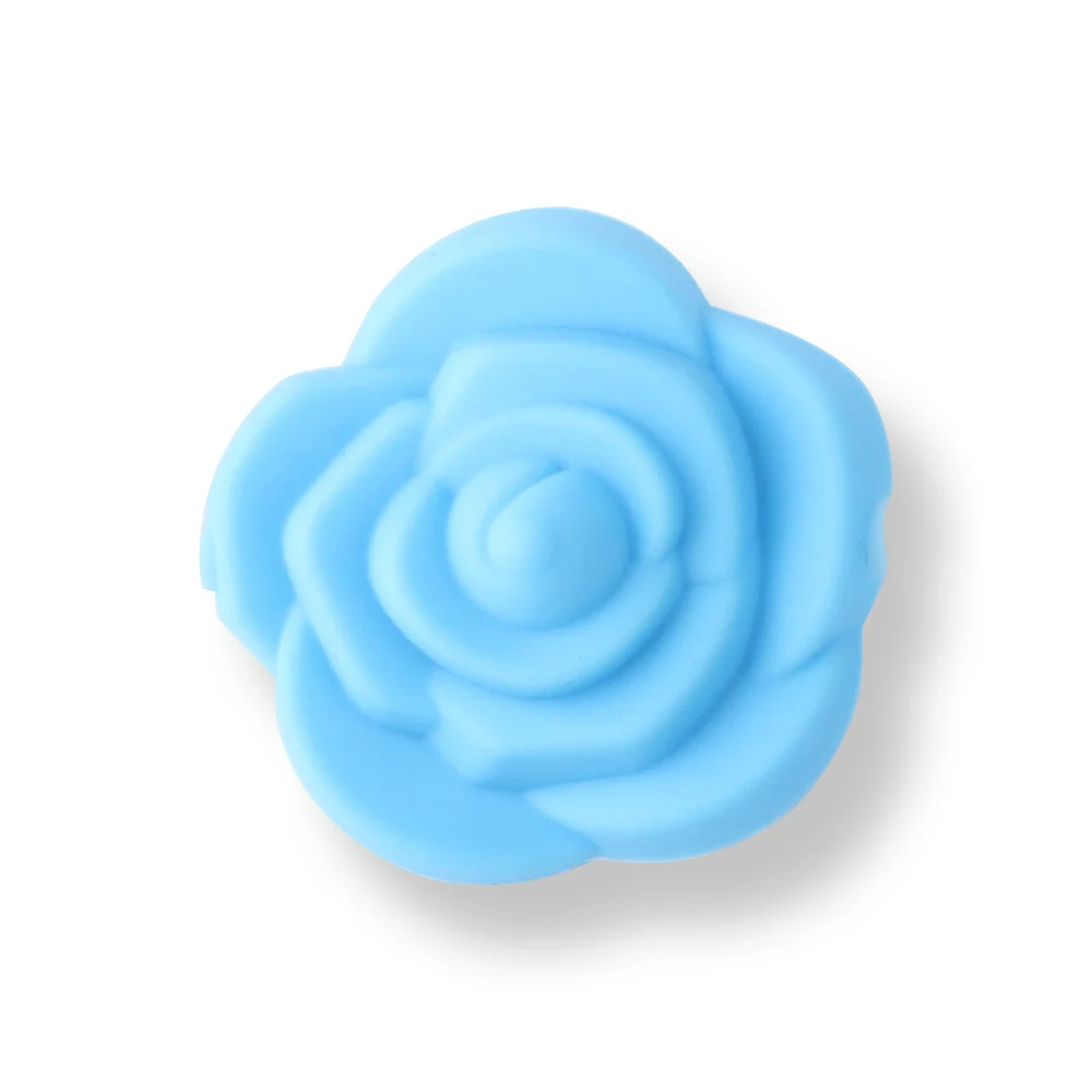 Sky Blue 10 шт. 20 мм Силиконовые Бусины Мини-Роза детские мягкий силикон бусины пищевой для ожерелья жевательные игрушки Прорезыватель силиконовый без бисфенола А - Цвет: Sky Blue