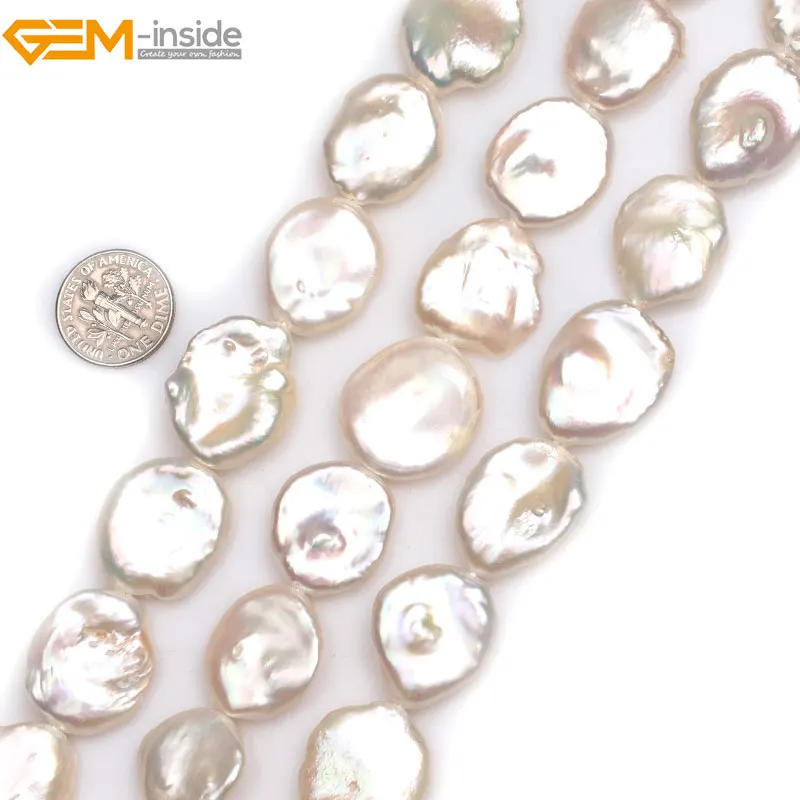 Бусины для бижутерии натуральный большой белый/розовый плоский Жемчуг в форме