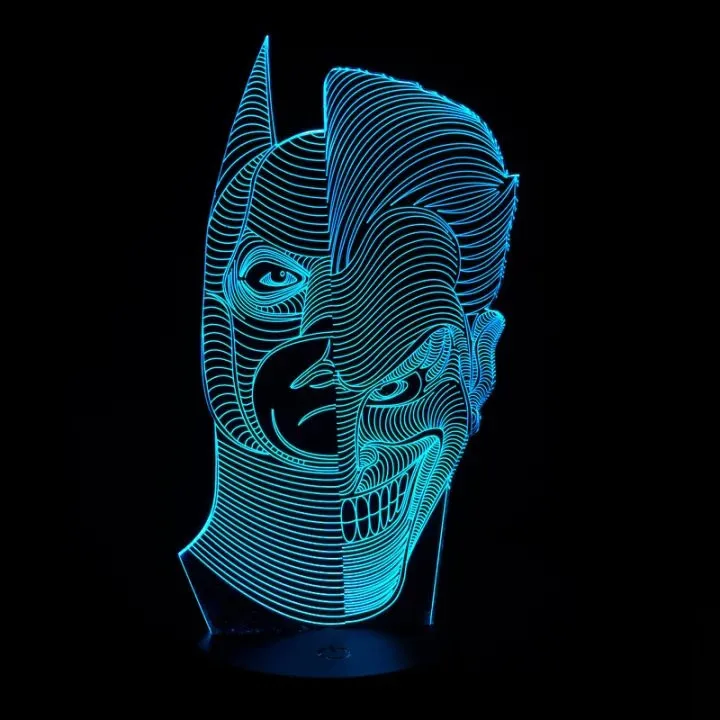 Новинка Бэтмен Джокер улыбка двойное лицо 3D иллюзия лампа светодиодный ночник USB