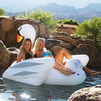 190cm inflatable giant white swan swimming pool floating row adult kids ride on swan swim ring summer water fun toy boia piscina