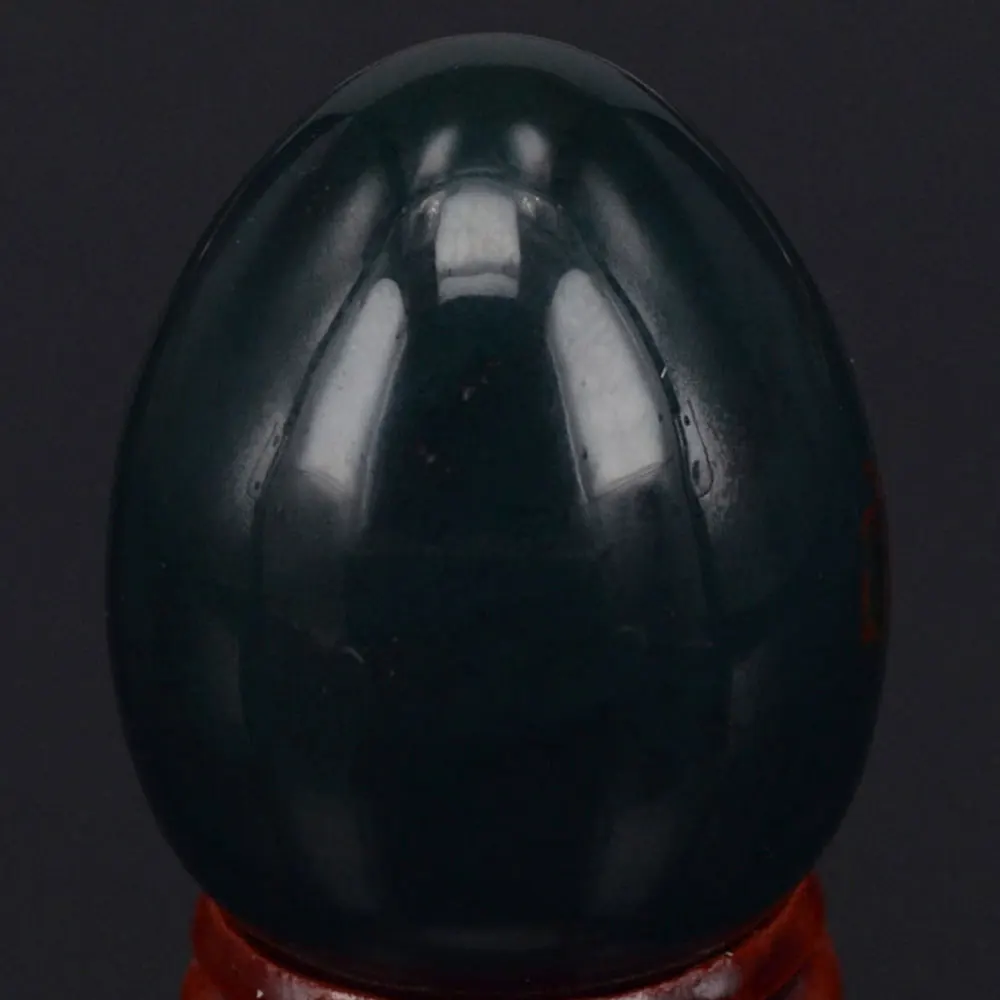 

34x44MM Natural Blood Stone A Sphere Egg Chakra Healing Reiki Carving Crafts Minerals W/Stand
