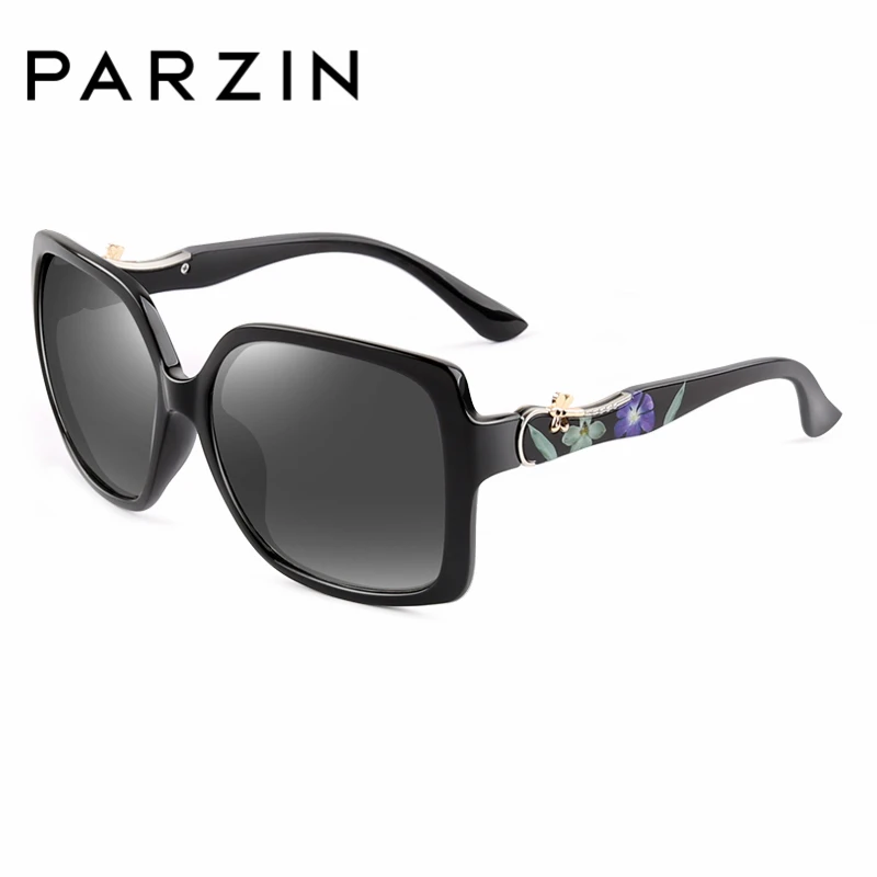 PARZIN Luxury Elegant Printing Frame Sunglasses For Women Square Big Frame Polarized Pattern Sun Glasses For Driver
