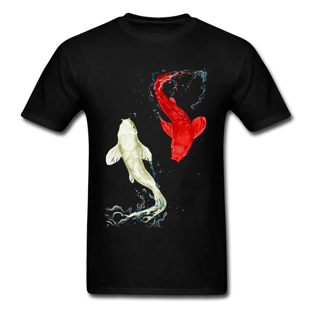 Мужская футболка с принтом Koi Fishes черная топы Yin Yang футболки Lucky одежда для