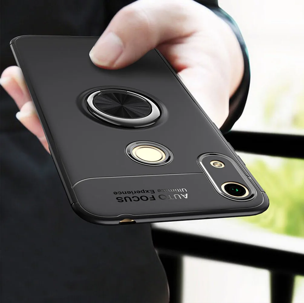 Чехол-бампер для Huawei Honor 8A с металлическим кольцом модель Y6 2019 подставка