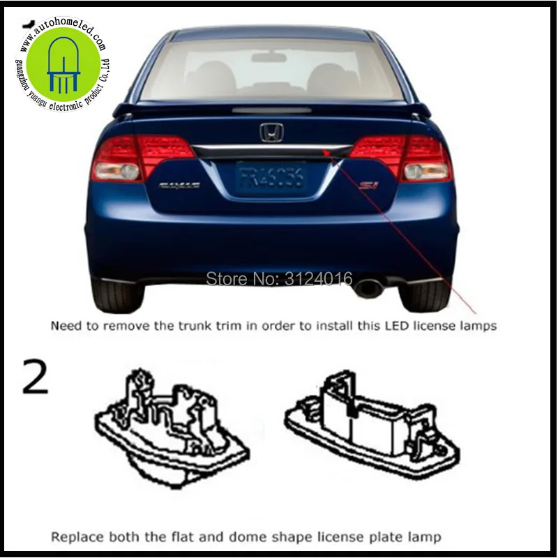 Светодиодные лампы packx2 для номерного знака Honda CIVIC Sedan Acura MDX RL TL TSX ILX RDX Accord набор