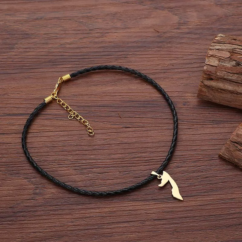 Женское колье-чокер из черной веревки золотистого цвета | Украшения и аксессуары