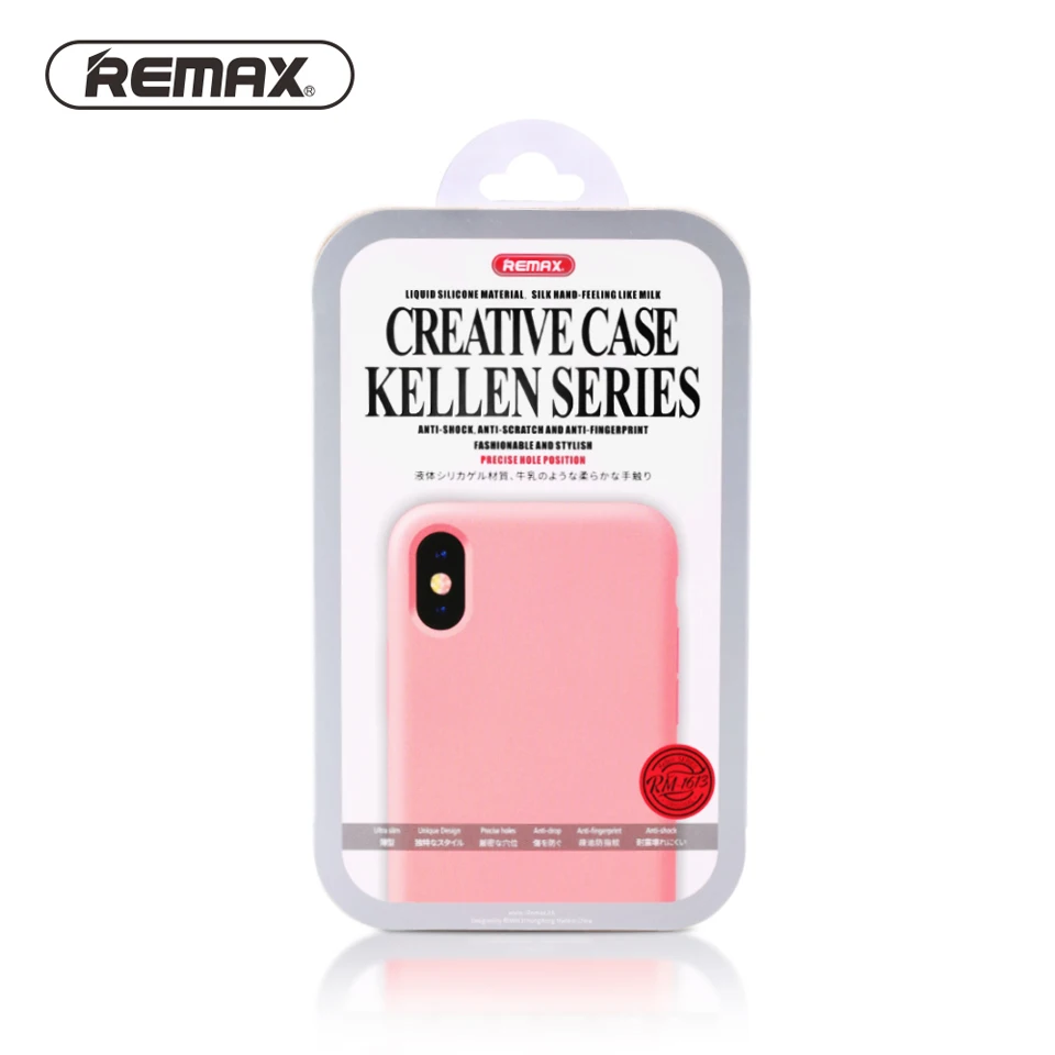 REMAX Elegant Liquid Silicone Phone Case for IPhone X Plain Absolute Protection Anti-oil Back Cover Fibre Lining Bag |