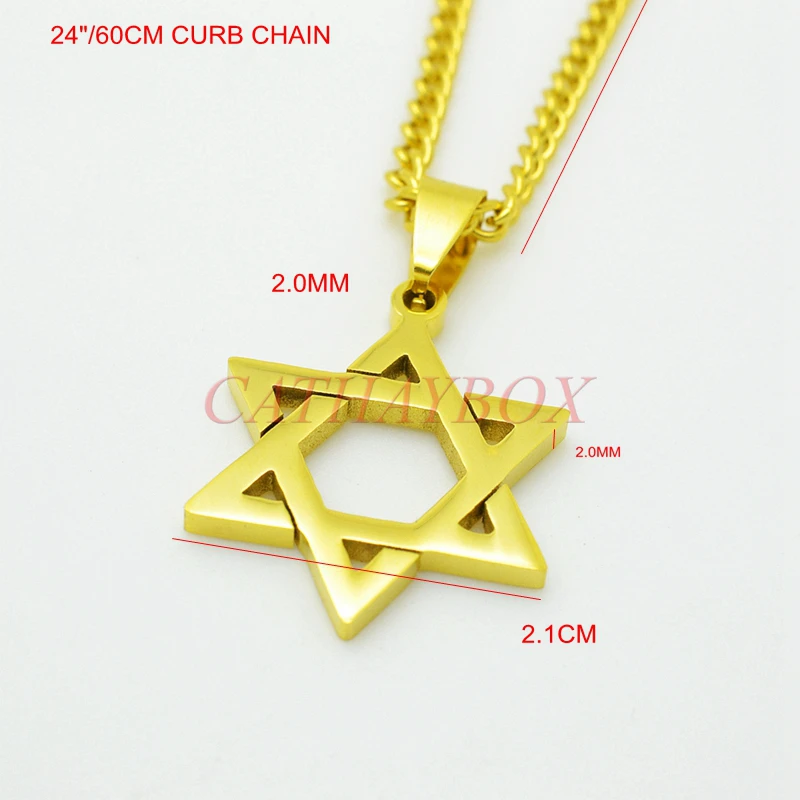 18KGP Золото Тон мужские Нержавеющая сталь еврейская звезда Давида Шарм Подвеска