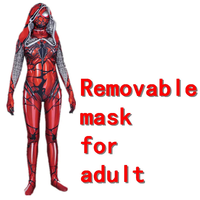 For adult Костюм паука Гвен Стейси косплей костюм Человека-паука Zentai боди костюм для детей и взрослых - Цвет: For adult