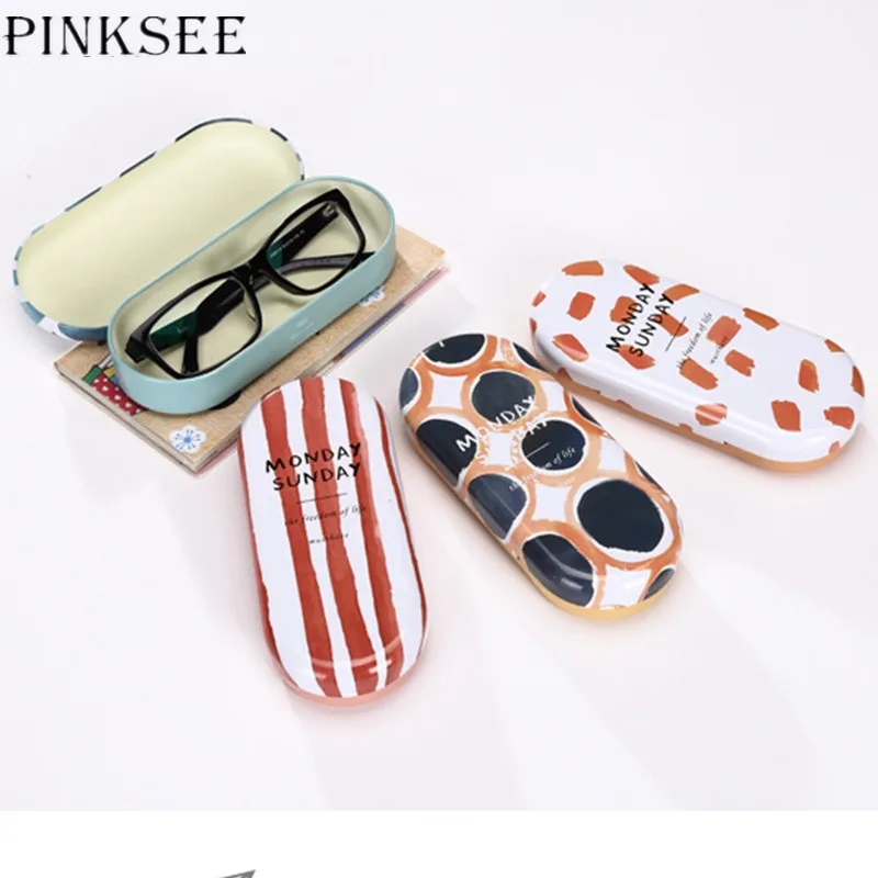 PINKSEE геометрические узоры Жестяного цвета Чехол для очков настольная коробка
