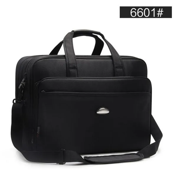 6601-Black Большой Вместительный деловой мужской портфель 17 дюймов, черные сумки, мужские водонепроницаемые портфели для компьютера, ноутбука, Мужская Дорожная сумка на плечо - Цвет: 6601-Black