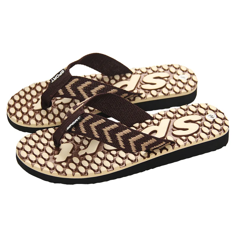 

Casual Sandals Men 2019 Summer Flip Flops Flat Sandals Shoes For male Striped Flip Flops Beach Sandals Shoes Man Outside Shoes