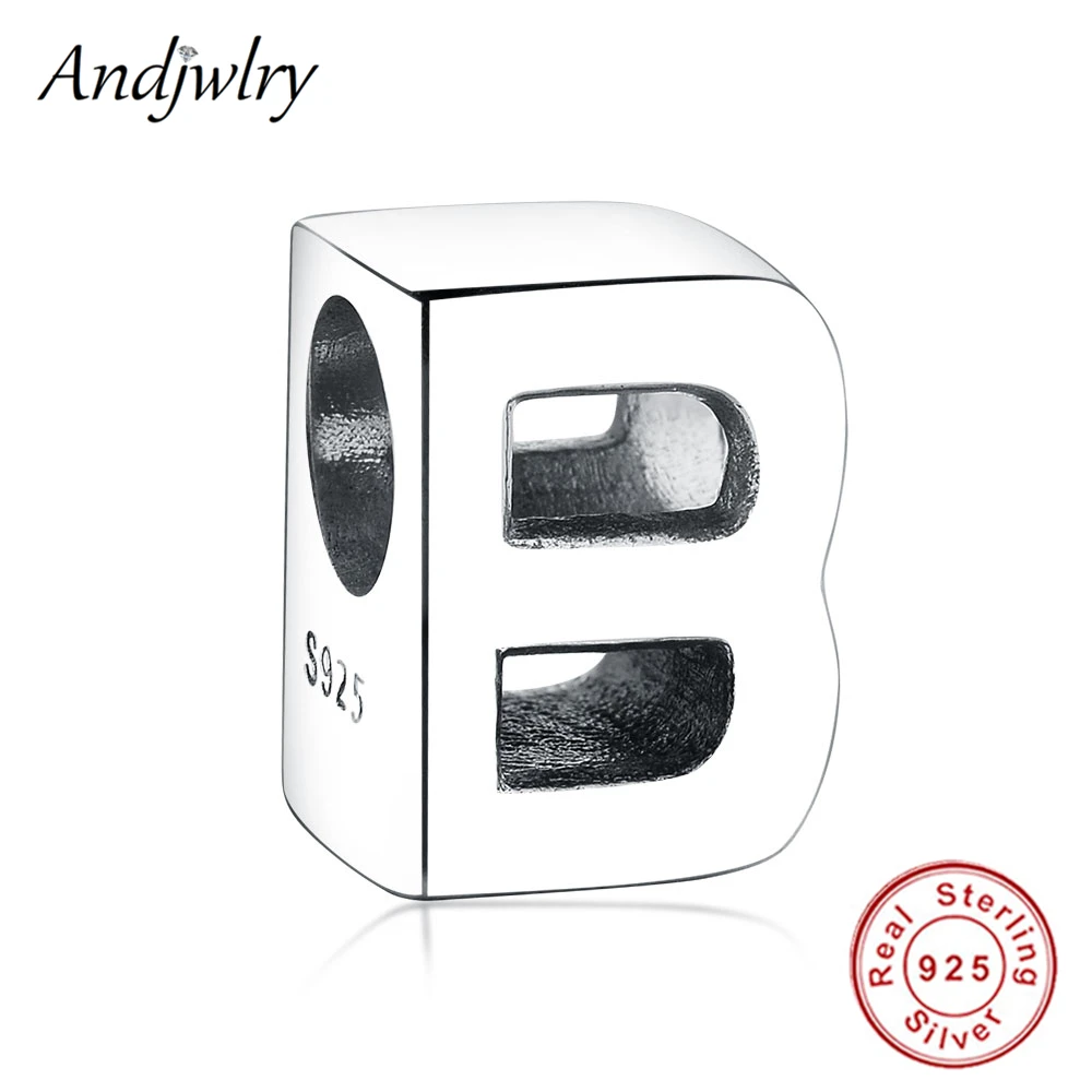 Ajw0320-B Подходит для браслетов Pandora, 925 пробы, серебро, оригинальные шармы от А до Я, бусина с буквой алфавита, сделай сам, изготовление ювелирных изделий, сделай сам, Berloque - Цвет: Ajw0320-B