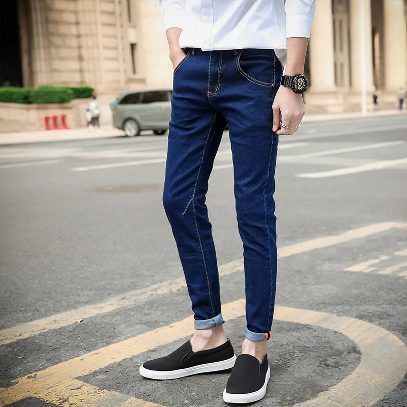 Fashion Men's Jeans 2019 Spring New Brand Design Skinny High Waist Ankle Length Straight Pants Plus Size | Мужская одежда