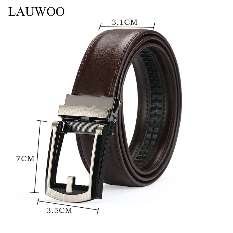 LAUWOO Men Belt Designer Cow Genuine Leather Belts Man Automatic Buckle Cowhide Luxury Black/Brown | Аксессуары для одежды