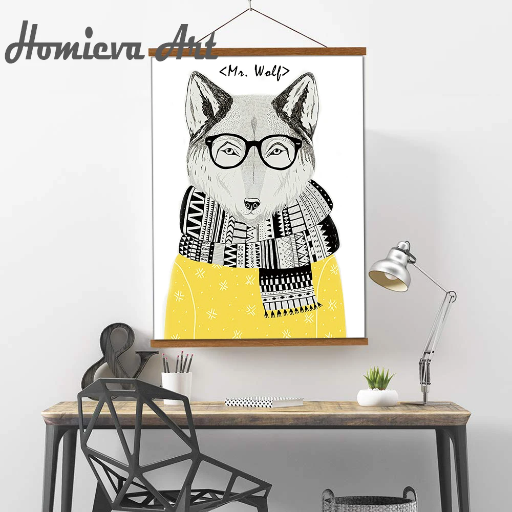 Скандинавское искусство волк холст постер картина мультфильм изображение