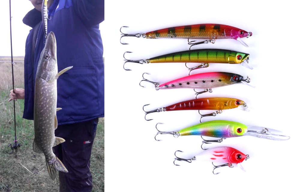 HENGJIA 43pcs Assorted Size Minnow Fly Fishing Lures Pencil Popper Crankbaits Carp Wobbler Accessories | Спорт и развлечения
