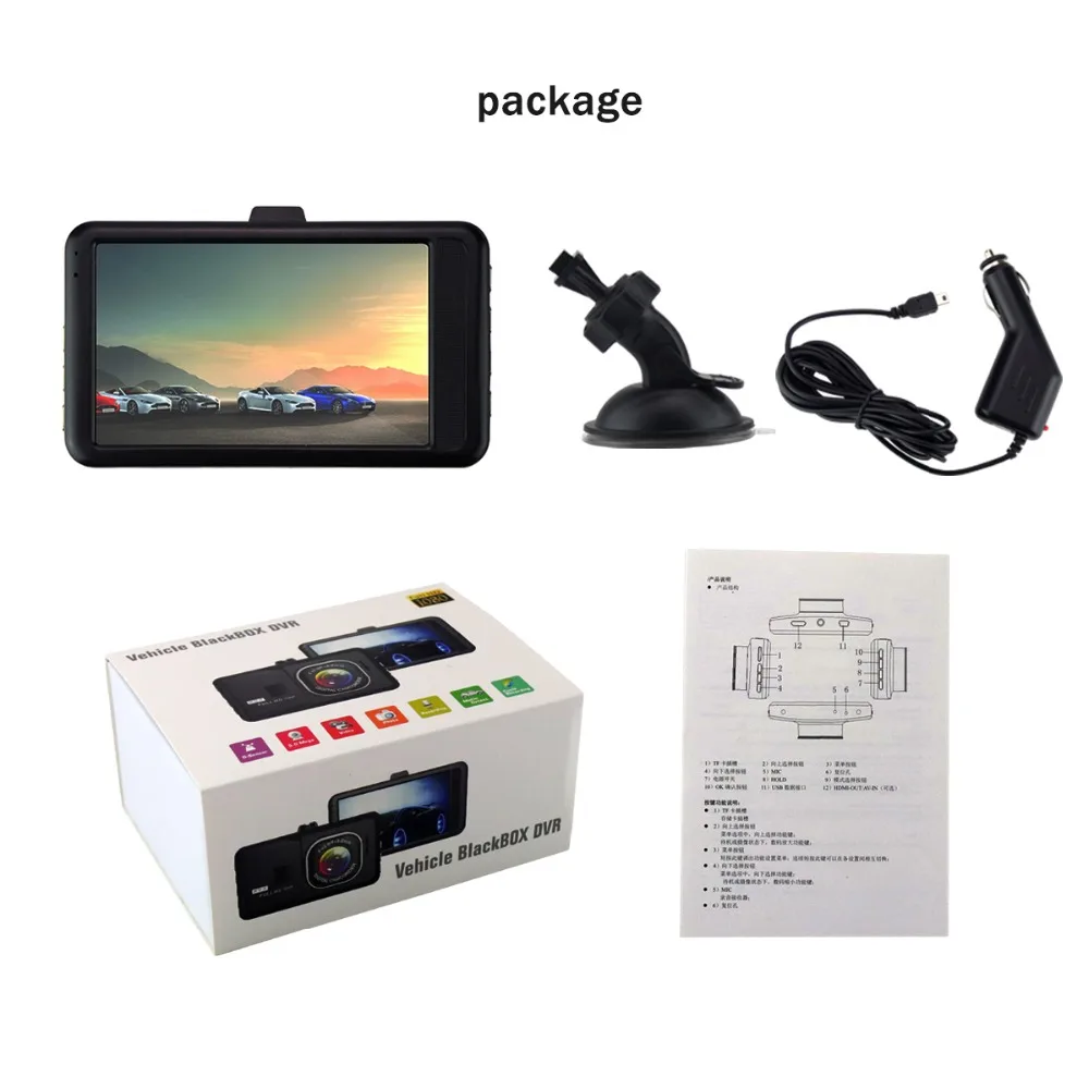 Mini 3 inch Car DVR Camera 120 Wide Angle Lens Dash Cam HD 1080P Video Registrar Night Vision Loop Recording Gravity Sensing | Автомобили