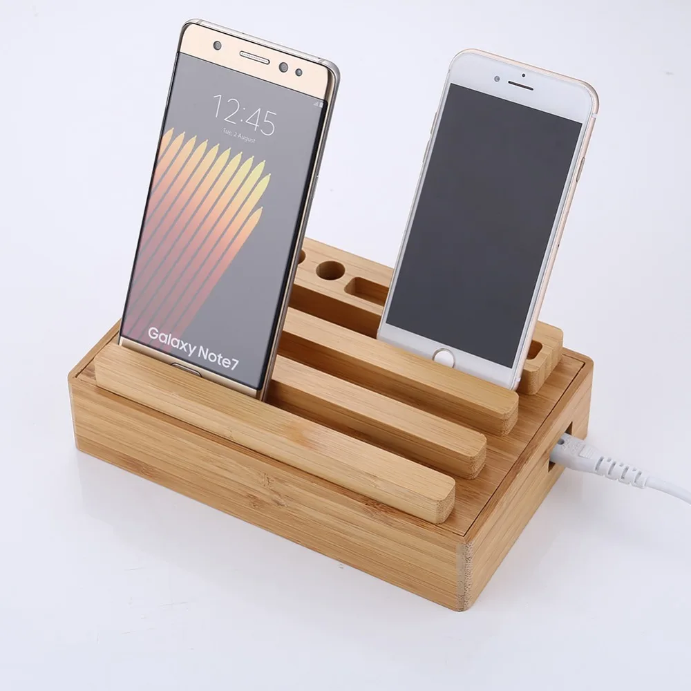 Evfun 4 порта деревянная быстрая зарядная станция 5V 6A Bamboo настольная док для iphone android