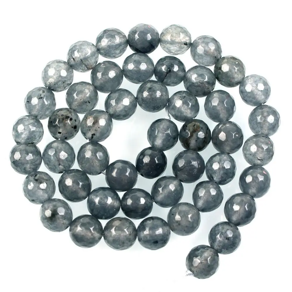 Grey 1" нитяные бусины из натурального камня, граненые разноцветные мраморные каменные бусины, круглые бусины для изготовления ювелирных изделий, браслет 8 мм - Цвет: Grey