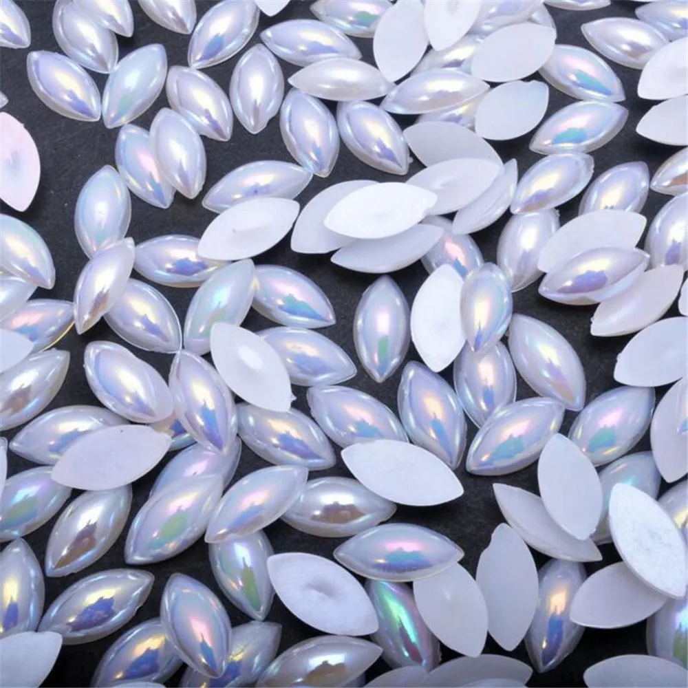 Белый AB Цвет конский глаз Форма Flatback Половина жемчуга бисера свободные DIY ABS