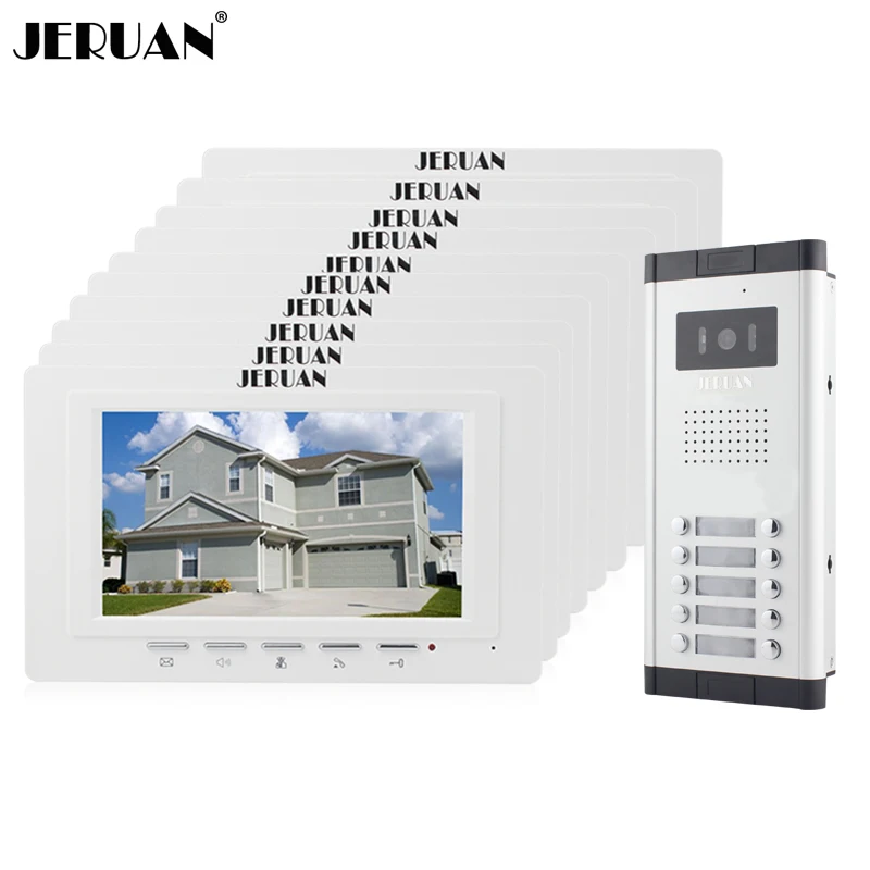 JERUAN квартира дверной звонок Интерком 7 дюймов LCD видео домофон система 10 монитор