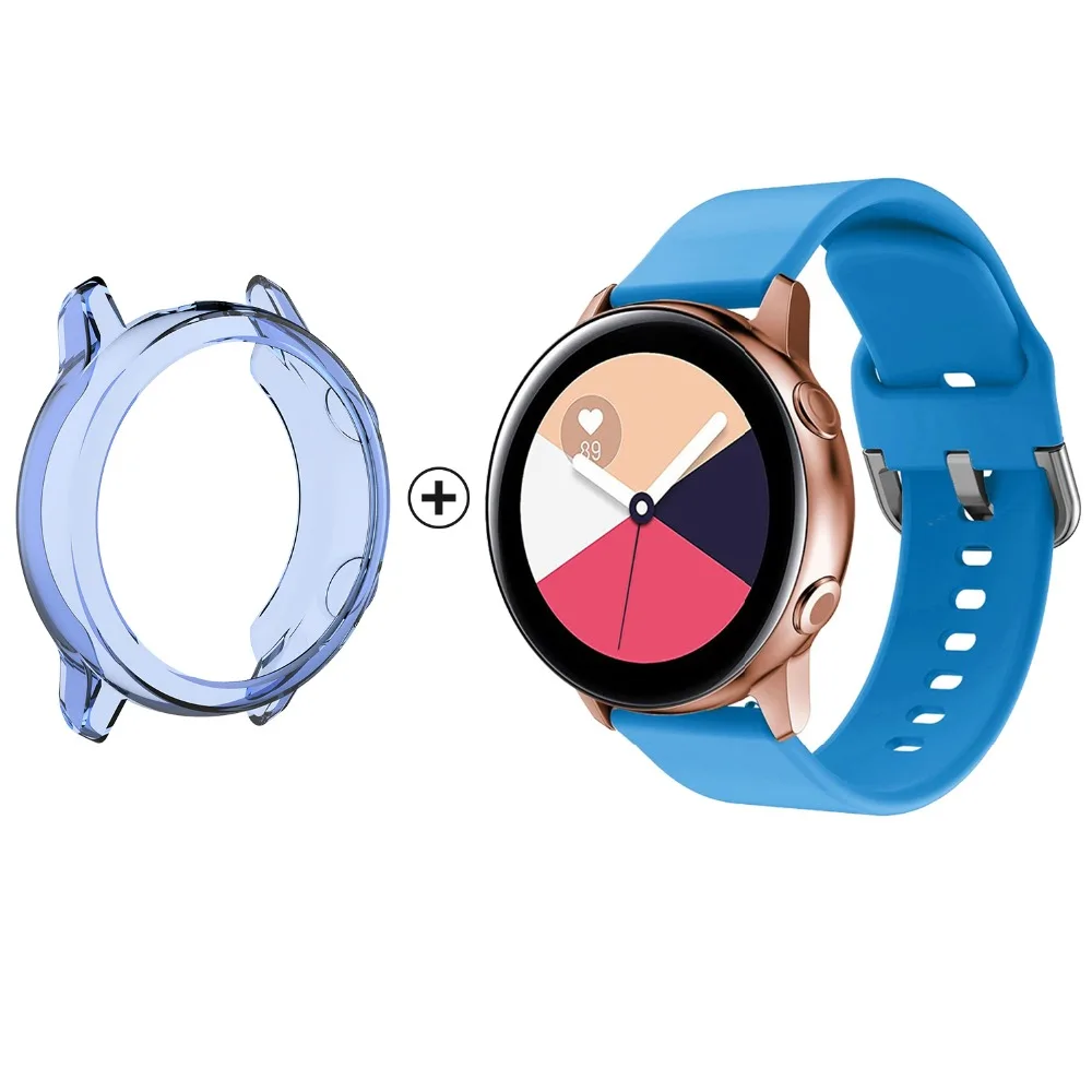Силиконовый ремешок для наручных часов 2 в 1 спортивный Samsung Galaxy Watch Active защитный