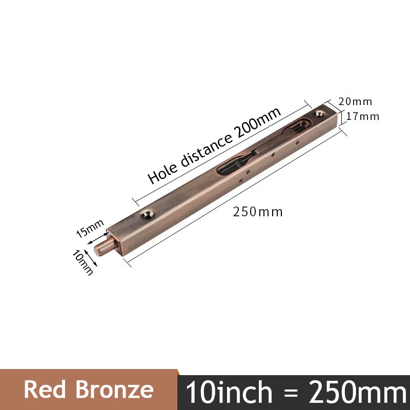 Red Bronze 10inch KAK Нержавеющая сталь Скрытая стержень автомобильной двери охранник двери защелка 4/6/8/10 дюймов на сдвигающуюся дверь, замок с болтами, для ванной комнаты: защита от пыли и аппаратное обеспечение - Цвет: Red Bronze 10inch