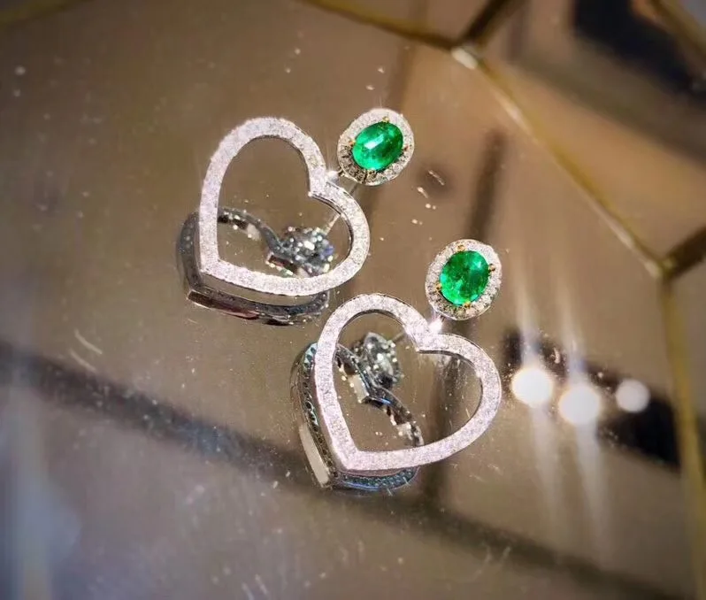 Серьги с натуральным изумрудом профессиональные серьги из серебра 925 пробы |