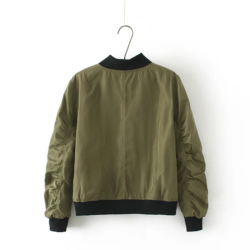 Женское короткое пальто новая осенняя модная армейская зеленая куртка-бомбер