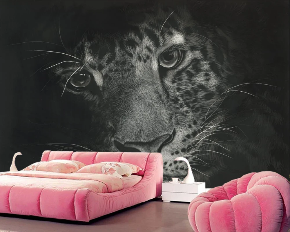 Обои Leopards черно белые с животными обои для гостиной дивана телевизора спальни K