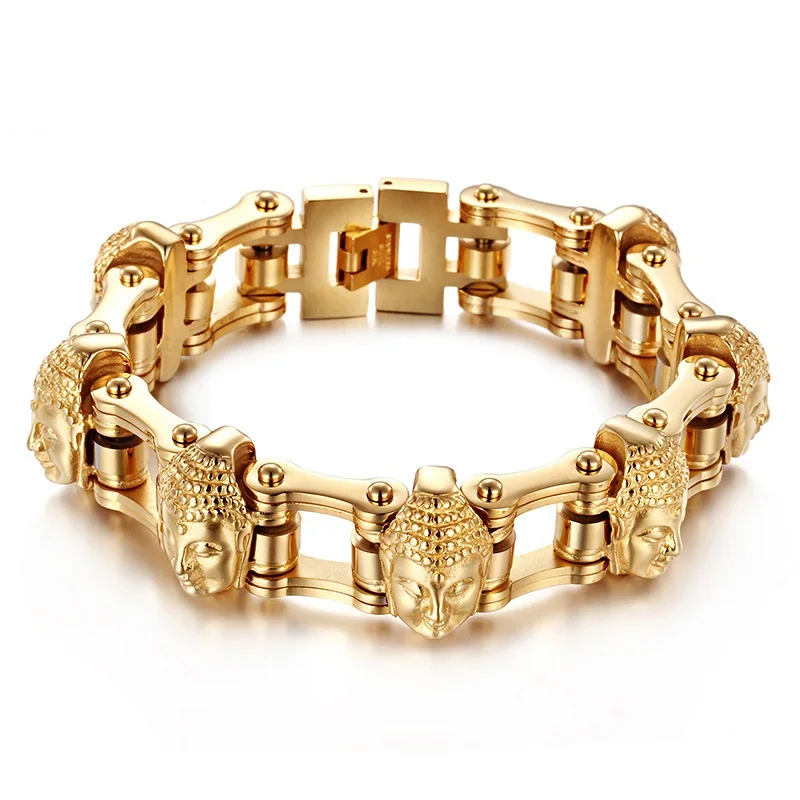 

New goods explosion hot Buddha head transshipment men cycling bracelet stainless steel jewelry wholesale