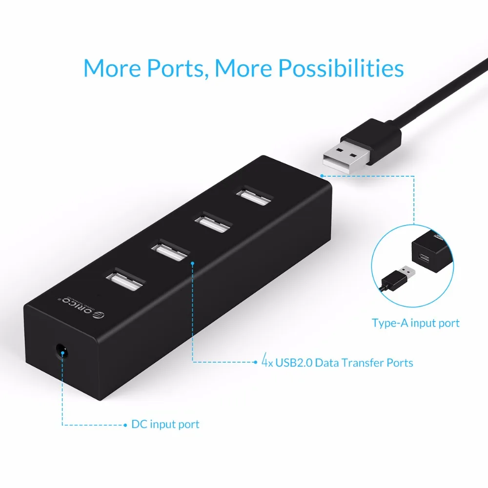 ORICO H4013 U2 высокоскоростной USB 2 0 концентратор 4 порта портативный с 30 см кабель для