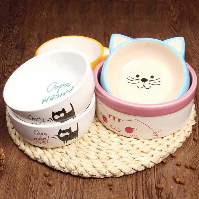 Миска для собак и кошек, щенок, котенок, керамическая миска, нескользящая миска для кошек, щенков, дорожный Фидер для кормления еды и воды, миска 12X5 см
