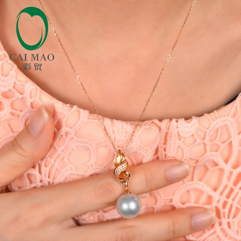 Изысканный 14 к розовое золото 11 мм круглый жемчуг саутского моря обручальный