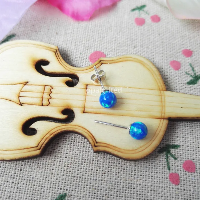 Оптовая продажа 1 пара круглые серьги с опаловым бусином в лабораторном стиле