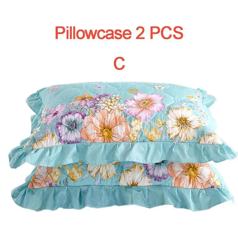 2 pillowcases Новинка, 150*200 см, цветочный принт, покрывало на кровать, юбка, защитный чехол, стеганая, утолщенная, кружевная, покрывало на кровать, серия цветов - Цвет: 2 pillowcases