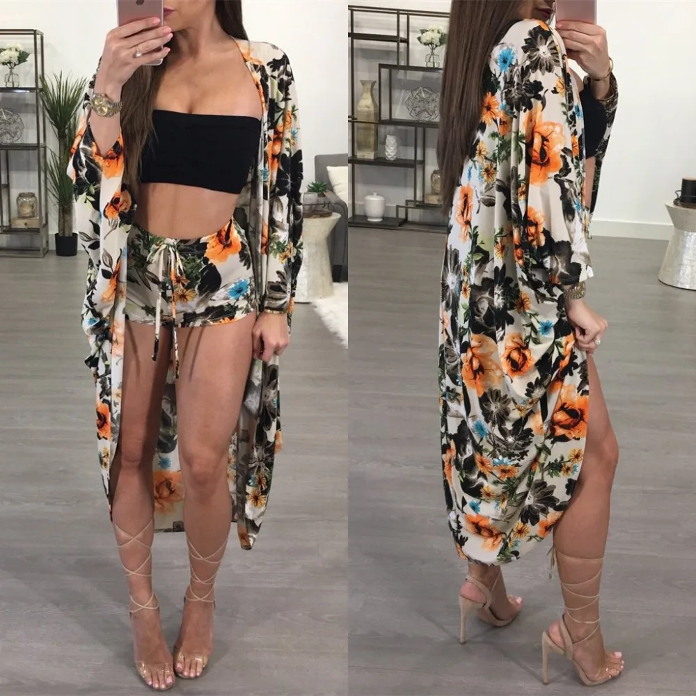Модные свободные цифровой рукав &quotлетучая мышь&quot длинное пальто Drawstring Шорты
