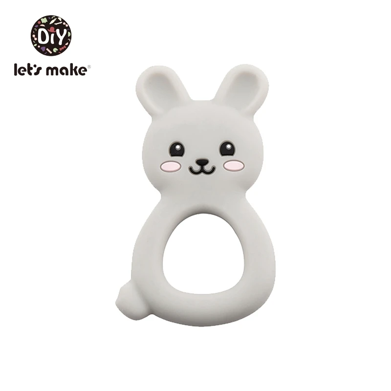 gray Let's make Silicone Teethers Food Grade DIY 5 pcs Baby Shower Gift Birth Cartoon Rabbit Teether For Teeth Baby Product Teething - Цвет: gray