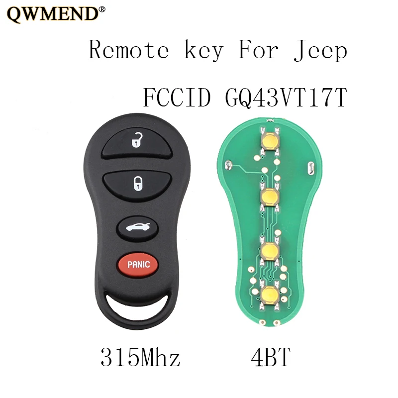 QWMEND 4 кнопки 315 МГц для Jeep Liberty 2002 2003 2004 CHRYSLER DODGE GQ43VT17T оригинальные ключи|Ключ от