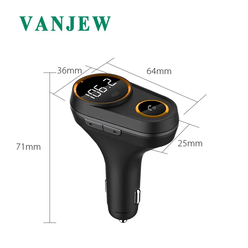 Автомобильный FM передатчик VANJEW C43 Bluetooth 5 В/4 8 А зарядное устройство модулятор mp3