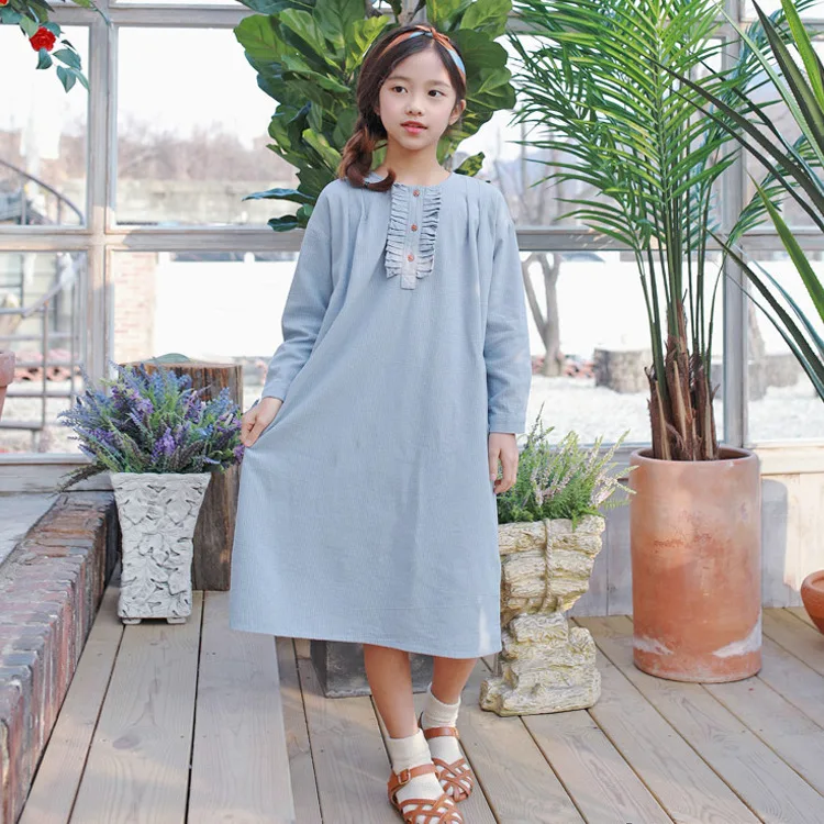 2019 Spring New Kids Dresses for Girls Lovely Pastoral Style Girl Dress Fashion Long-sleeved cotton dress Parent-child | Детская одежда