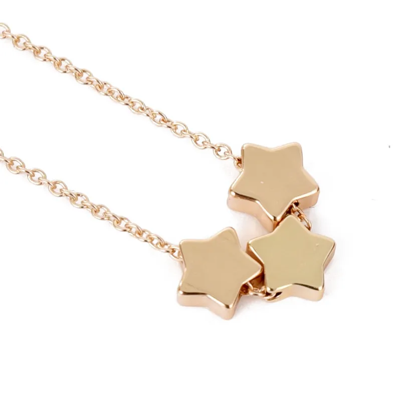 Pinksee простое шикарное золотистое серебристое ожерелье с тремя пятиконечными