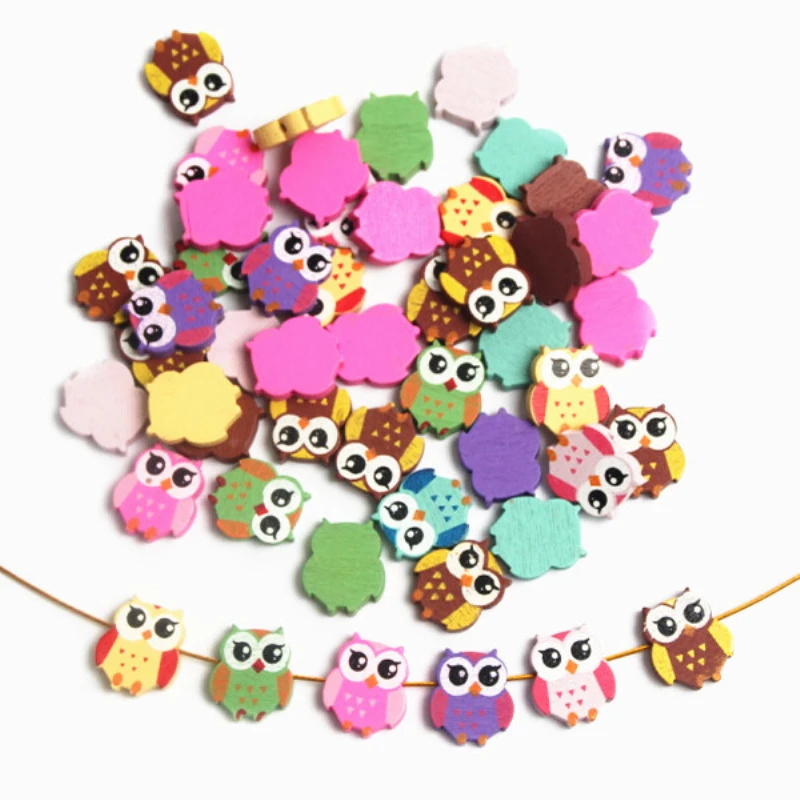 2016 деревянные бусины 50 шт. в виде совы прекрасная фотография Детские Поделки
