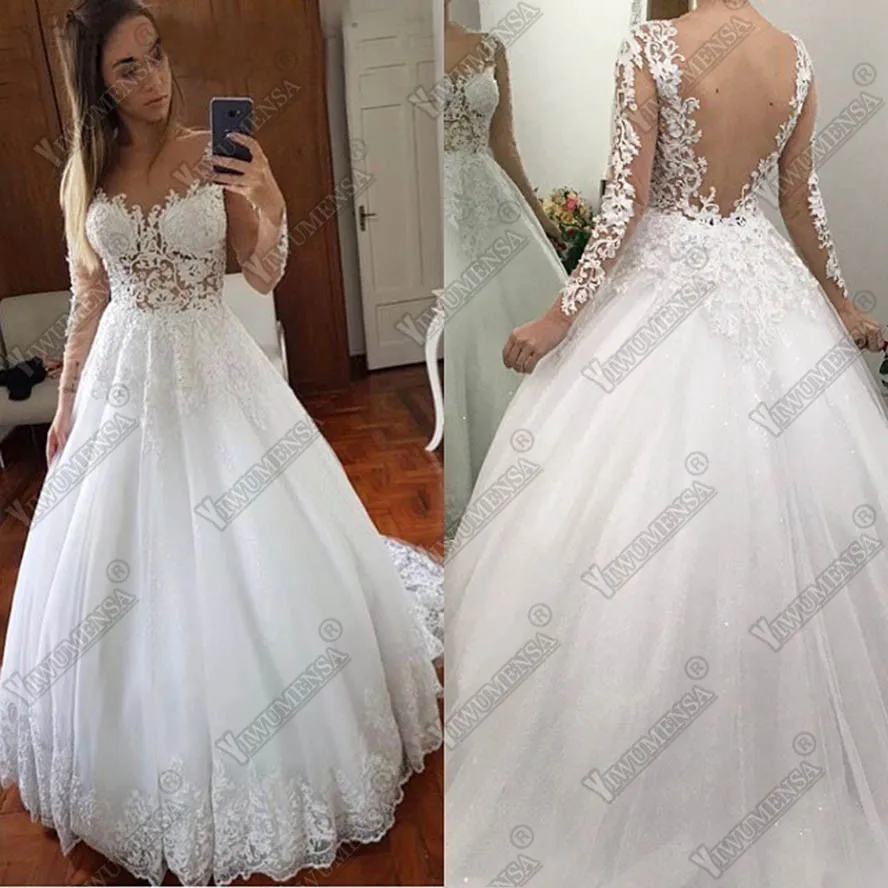 Robe De Mariee 2018 свадебное платье с длинными рукавами вырезами сексуальная открытая