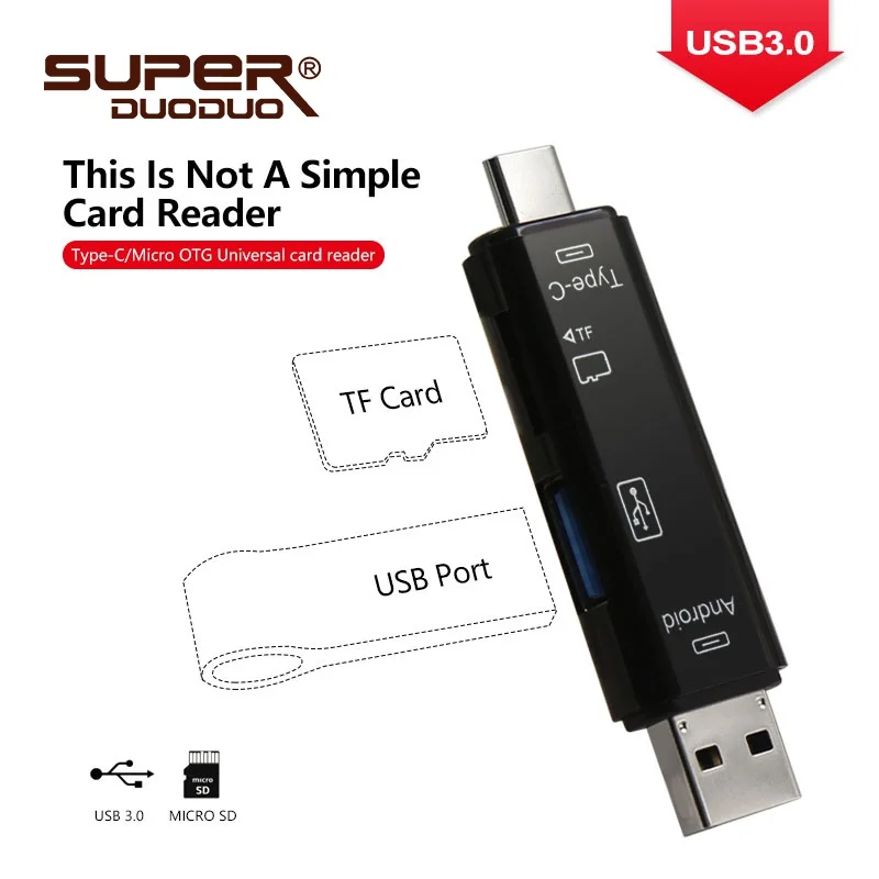 USB 3 0 в 1 картридер Type C Micro флеш накопитель адаптер Коннектор высокоскоростной TF